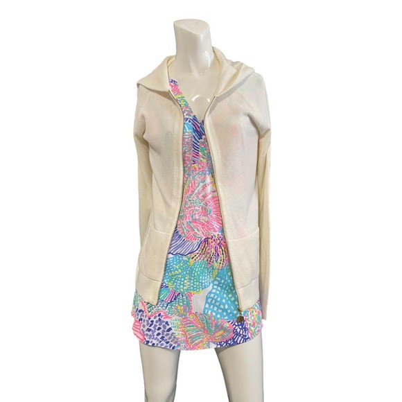 Lilly Pulitzer Women's Josephine Full Zip Hoodie Jacket Cream Size Large - Picture 2 of 12